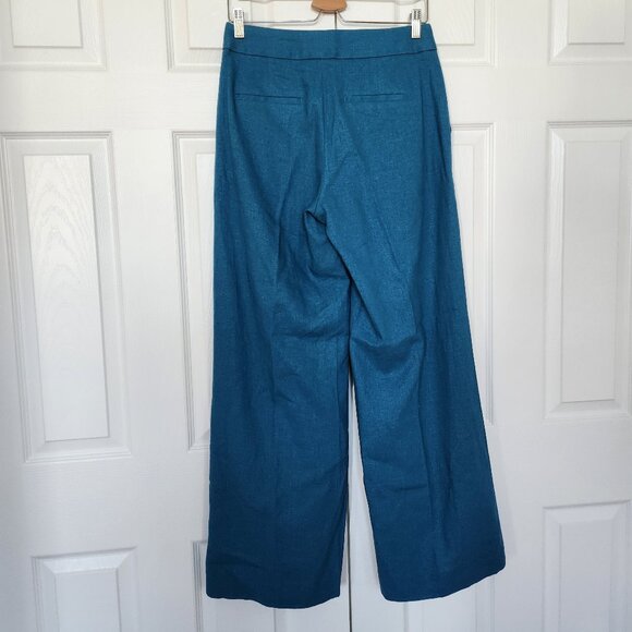 BANANA REPUBLIC TURQUOISE BLUE HIGH-RISE WIDE LINEN BLEND PANTS NEW SIZE 4 - Picture 6 of 11